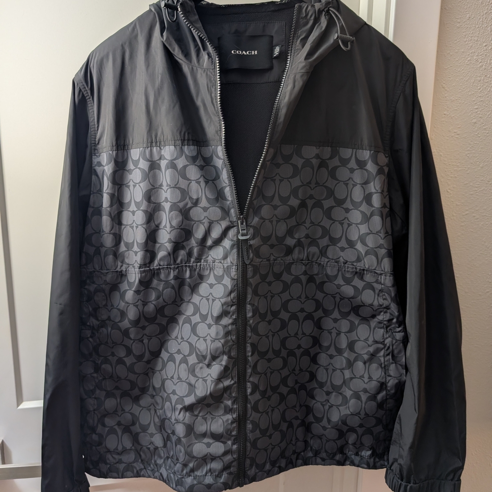 Coach Black Tonal Logo Windbreaker Jacket